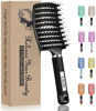 Picture of KTKUDY Detangling Brush Boar Bristles Hair Brush Make Hair Shiny & Healthier Curved and Vented Detangler Brush for Women Men Kids Wet & Dry Hair (Black)