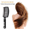 Picture of KTKUDY Detangling Brush Boar Bristles Hair Brush Make Hair Shiny & Healthier Curved and Vented Detangler Brush for Women Men Kids Wet & Dry Hair (Black)