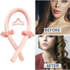 Picture of Heatless Curling Rod Headband No Heat Silk Ribbon Curling Rod Hair Roller Curls with Hair Claw Clip Lazy Natural Soft Wave DIY Hair Rollers Styling Tool for Sleep in Overnight (Pink)