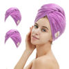 Picture of M-bestl 2 Pack Microfiber Hair Towel Wrap,Hair Drying Towel with Button,Absorbent Head Towel to Dry Hair Quickly (Purple)