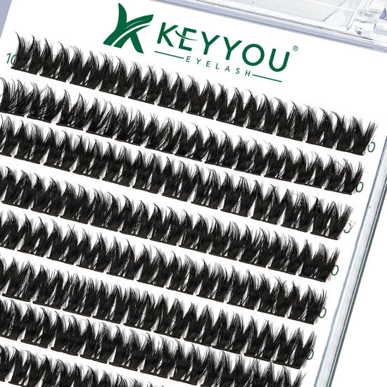 Picture of Lash Clusters,96 Pcs Cluster Lashes D Curl 10mm DIY Lash Extensions Eyelash Clusters,KEYYOU Volume Wispy Individual Lashes Soft&Comfortable Easy DIY at Home(Y10,D-10mm)