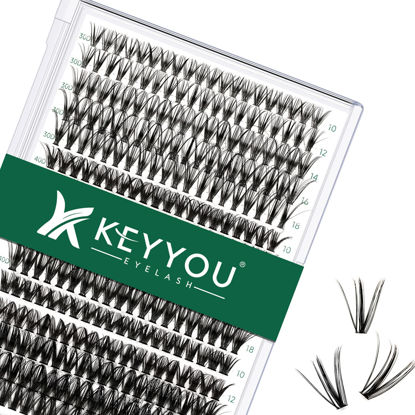 Picture of Lash Clusters 300pcs Individual Lashes 30D+40D+50D 0.07C Curl 10-18MIX DIY Eyelash Extension KEYYOU Large Tray Volume Soft&Natural Eyelash Clusters(30D+40D+50D-0.07C,10-18MIX）