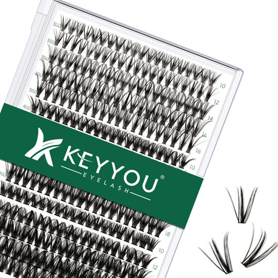 Picture of Lash Clusters 300pcs Individual Lashes 30D+40D+50D 0.07C Curl 10-18MIX DIY Eyelash Extension KEYYOU Large Tray Volume Soft&Natural Eyelash Clusters(30D+40D+50D-0.07C,10-18MIX）