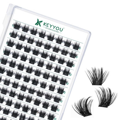 Picture of Lash Clusters 96pcs Individual Lashes D Curl 10mm Eyelash Clusters KEYYOU Volume Wispy Lash Extension Soft&Comfortable Easy DIY at Home(Y22 D-10mm)