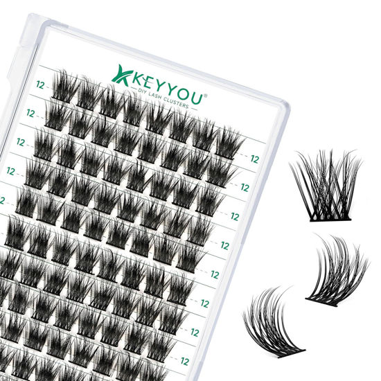 Picture of Lash Clusters 96pcs Individual Lashes D Curl 12mm Eyelash Clusters KEYYOU Volume Wispy Lash Extension Soft&Comfortable Easy DIY at Home(Y08 D-12mm)