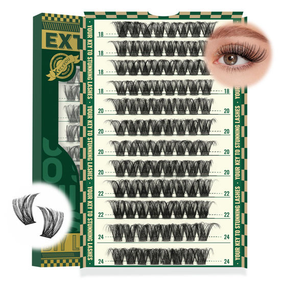 Picture of Lash Clusters 96pcs Individual Lashes D Curl 18-24mm Eyelash Clusters KEYYOU Volume Wispy Lash Extension Soft&Comfortable Easy DIY at Home(Y01 D-18-24MIX)