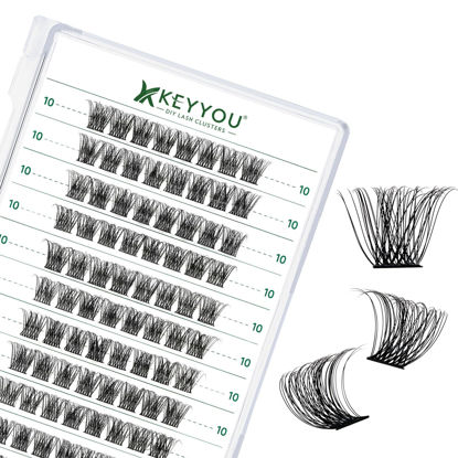 Picture of Lash Clusters 96pcs Individual Lashes D Curl 10mm Cluster Lashes KEYYOU Volume Wispy Lash Extension Soft&Comfortable Easy DIY at Home(Y11 D-10mm)