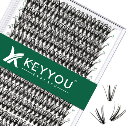 Picture of Lash Clusters 300Pcs Individual Lashes 30D 0.07D Curl 15mm Lash Extensions Clusters Lashes Soft&Natural False Eyelashes Individual DIY Eyelash Extension at Home(30D-0.07D,15mm)