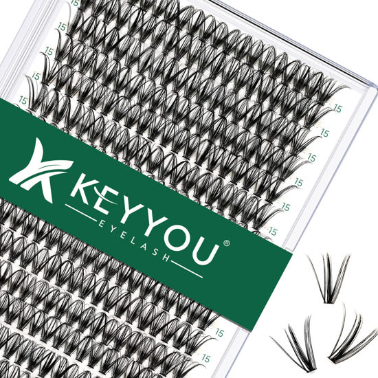 Picture of Lash Clusters 300Pcs Individual Lashes 30D 0.07D Curl 15mm Lash Extensions Clusters Lashes Soft&Natural False Eyelashes Individual DIY Eyelash Extension at Home(30D-0.07D,15mm)