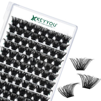 Picture of Lash Clusters 96pcs Individual Lashes D Curl 14mm Eyelash Clusters KEYYOU Volume Wispy Lash Extension Soft&Comfortable Easy DIY at Home(Y24 D-14mm)
