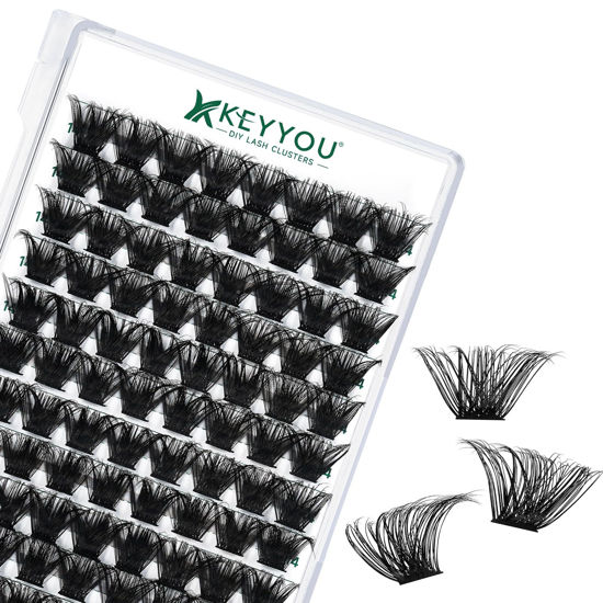 Picture of Lash Clusters 96pcs Individual Lashes D Curl 14mm Eyelash Clusters KEYYOU Volume Wispy Lash Extension Soft&Comfortable Easy DIY at Home(Y24 D-14mm)