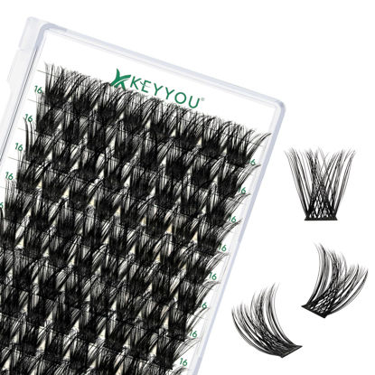 Picture of Lash Clusters 96pcs Individual Lashes C Curl 16mm Cluster Lashes KEYYOU Volume Wispy Lash Extension Soft&Comfortable Easy DIY at Home(Y01,C-16mm)