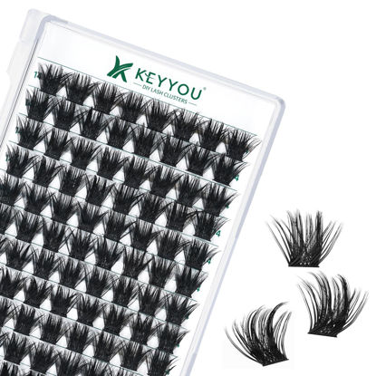 Picture of Lash Clusters 96pcs Individual Lashes D Curl 14mm Eyelash Clusters KEYYOU Volume Wispy Lash Extension Soft&Comfortable Easy DIY at Home(Y22 D-14mm)