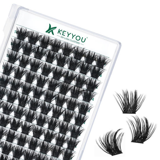 Picture of Lash Clusters 96pcs Individual Lashes D Curl 14mm Eyelash Clusters KEYYOU Volume Wispy Lash Extension Soft&Comfortable Easy DIY at Home(Y22 D-14mm)