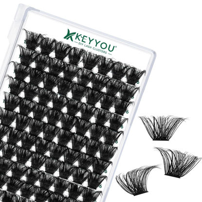 Picture of Lash Clusters 96pcs Individual Lashes D Curl 16mm Eyelash Clusters KEYYOU Volume Wispy Lash Extension Soft&Comfortable Easy DIY at Home(Y24 D-16mm)