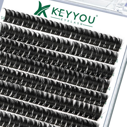 Picture of Lash Clusters,96 Pcs Cluster Lashes D Curl 14mm DIY Lash Extensions Eyelash Clusters,KEYYOU Volume Wispy Individual Lashes Soft&Comfortable Easy DIY at Home(Y10,D-14mm)