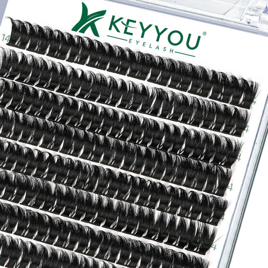 Picture of Lash Clusters,96 Pcs Cluster Lashes D Curl 14mm DIY Lash Extensions Eyelash Clusters,KEYYOU Volume Wispy Individual Lashes Soft&Comfortable Easy DIY at Home(Y10,D-14mm)