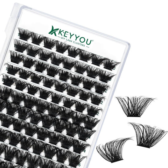 Picture of Lash Clusters 96pcs Individual Lashes D Curl 10-18mm Eyelash Clusters KEYYOU Volume Wispy Lash Extension Soft&Comfortable Easy DIY at Home(Y24 D-10-18MIX)