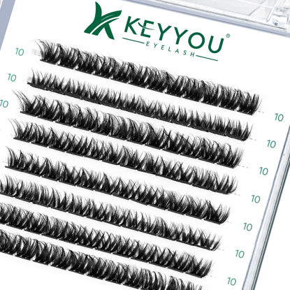Picture of Lash Clusters,96 Pcs Cluster Lashes D Curl 10mm DIY Lash Extensions Eyelash Clusters,KEYYOU Volume Wispy Individual Lashes Soft&Comfortable Easy DIY at Home(Y07,D-10mm)