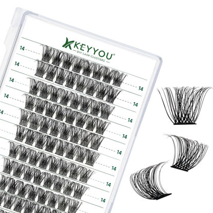 Picture of Lash Clusters 96pcs Individual Lashes D Curl 14mm Cluster Lashes KEYYOU Volume Wispy Lash Extension Soft&Comfortable Easy DIY at Home(Y11 D-14mm)