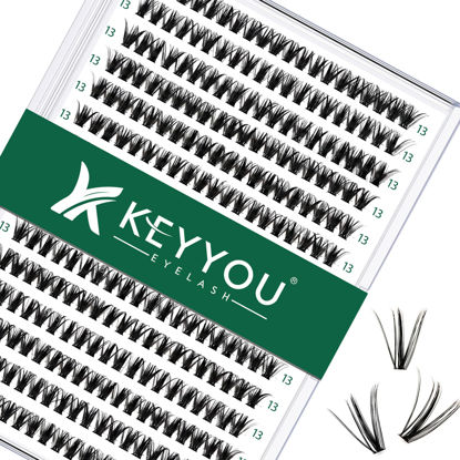Picture of Lash Clusters 300pcs Individual Lashes 40D 0.07C Curl 13mm DIY Eyelash Extension KEYYOU Large Tray Volume Soft&Natural Cluster Lashes(40D-0.07C,13）