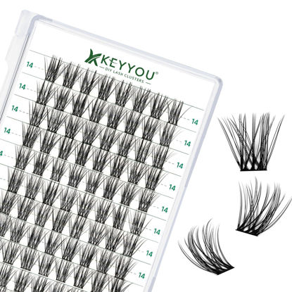 Picture of Lash Clusters 96pcs Individual Lashes D Curl 16mm Eyelash Clusters KEYYOU Volume Wispy Lash Extension Soft&Comfortable Easy DIY at Home(Y18 D-16mm)
