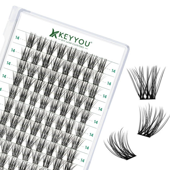 Picture of Lash Clusters 96pcs Individual Lashes D Curl 16mm Eyelash Clusters KEYYOU Volume Wispy Lash Extension Soft&Comfortable Easy DIY at Home(Y18 D-16mm)