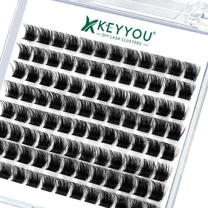 Picture of Lash Clusters 96 Pcs Cluster Lashes D Curl 10mm DIY Lash Extensions Eyelash Clusters KEYYOU Volume Wispy Individual Lashes Soft&Comfortable Easy DIY at Home(Y04,D-10mm)