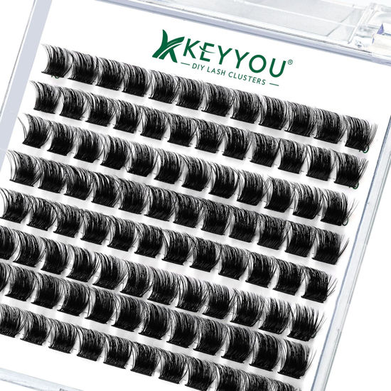 Picture of Lash Clusters 96 Pcs Cluster Lashes D Curl 10mm DIY Lash Extensions Eyelash Clusters KEYYOU Volume Wispy Individual Lashes Soft&Comfortable Easy DIY at Home(Y04,D-10mm)