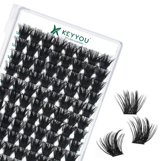 Picture of Lash Clusters 96pcs Individual Lashes D Curl 16mm Eyelash Clusters KEYYOU Volume Wispy Lash Extension Soft&Comfortable Easy DIY at Home(Y22 D-16mm)