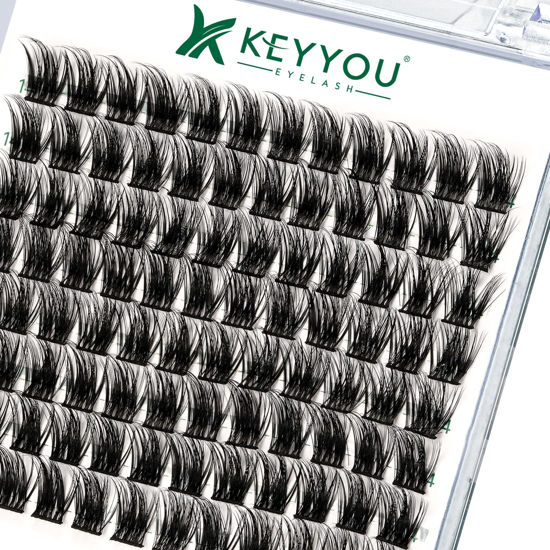 Picture of Lash Clusters,96 Pcs Cluster Lashes D Curl 14mm DIY Lash Extensions Eyelash Clusters,KEYYOU Volume Wispy Individual Lashes Soft&Comfortable Easy DIY at Home(Y08,D-14mm)