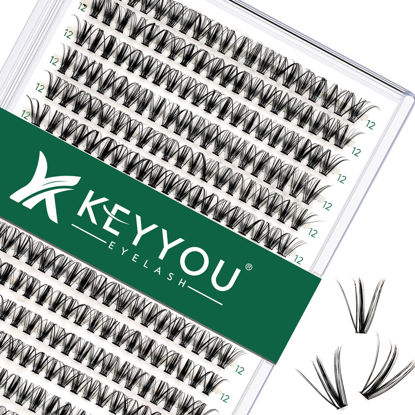 Picture of Lash Clusters 300pcs Eyelash Clusters 30D 0.07D Curl 12mm DIY Eyelash Extension KEYYOU Large Tray Volume Soft&Natural Individual Lashes(30D-0.07D,12）