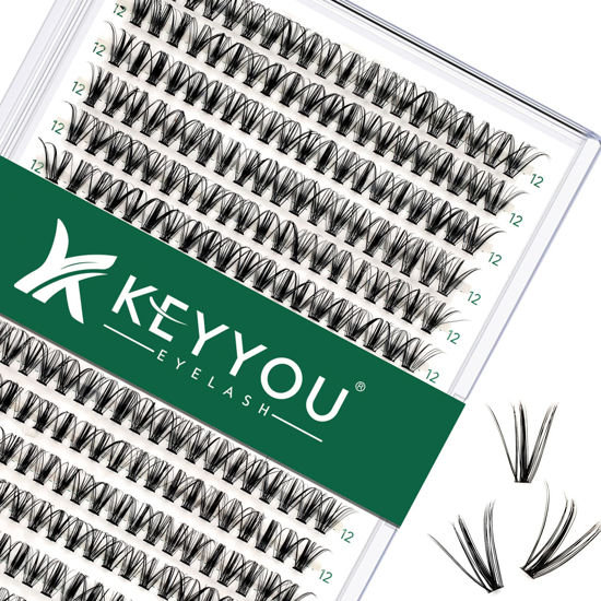 Picture of Lash Clusters 300pcs Eyelash Clusters 30D 0.07D Curl 12mm DIY Eyelash Extension KEYYOU Large Tray Volume Soft&Natural Individual Lashes(30D-0.07D,12）