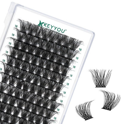 Picture of Lash Clusters 96pcs Individual Lashes D Curl 18mm Eyelash Clusters KEYYOU Volume Wispy Lash Extension Soft&Comfortable Easy DIY at Home(Y23 D-18mm)