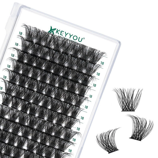 Picture of Lash Clusters 96pcs Individual Lashes D Curl 18mm Eyelash Clusters KEYYOU Volume Wispy Lash Extension Soft&Comfortable Easy DIY at Home(Y23 D-18mm)
