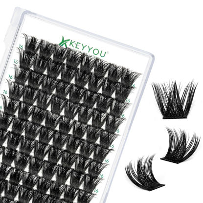 Picture of Lash Clusters 96pcs Individual Lashes D Curl 16mm Eyelash Clusters KEYYOU Volume Wispy Lash Extension Soft&Comfortable Easy DIY at Home(Y02 D-16mm)