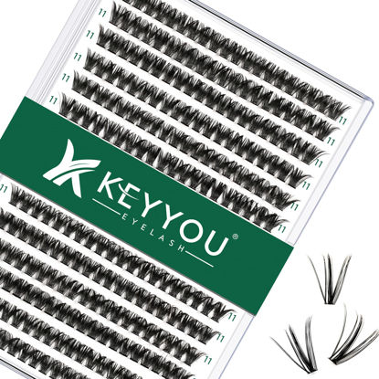 Picture of Lash Clusters 300pcs Individual Lashes 50D 0.07C Curl 11mm DIY Eyelash Extension KEYYOU Large Tray Volume Soft&Natural Cluster Lashes(50D-0.07C,11）