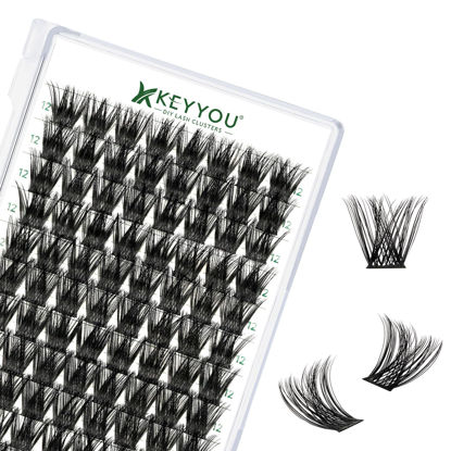 Picture of Lash Clusters 96pcs Individual Lashes C Curl 12mm Eyelash Clusters KEYYOU Volume Wispy Lash Extension Soft&Comfortable Easy DIY at Home(Y01 C-12mm)