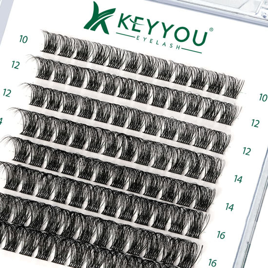 Picture of Lash Clusters 96pcs Individual Lashes D Curl 10-18MIX Cluster Lashes KEYYOU Volume Wispy Lash Extension Soft&Comfortable Easy DIY at Home(Y11 D-10-18MIX)