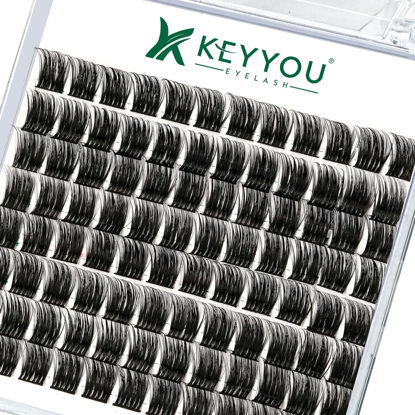 Picture of Lash Clusters 96pcs Individual Lashes D Curl 14mm Cluster Lashes KEYYOU Volume Wispy Lash Extension Soft&Comfortable Easy DIY at Home(Y12 D-14mm)