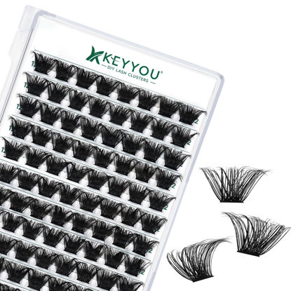 Picture of Lash Clusters 96pcs Individual Lashes D Curl 12mm Eyelash Clusters KEYYOU Volume Wispy Lash Extension Soft&Comfortable Easy DIY at Home(Y24 D-12mm)