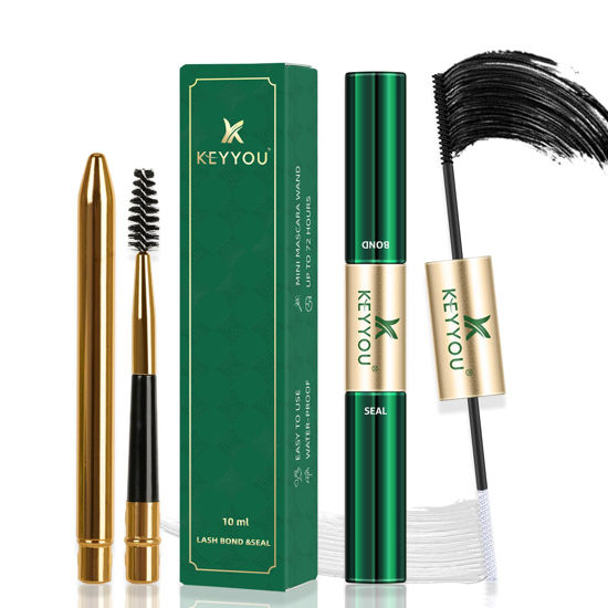 Picture of Lash Bond and Seal KEYYOU Cluster Lash Glue For Lash Clusters Strong Gentle Comfortable Bond and Seal WaterProof Mascara Wand Individual Lash Glue 5ml+5ml（BLACK)