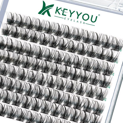 Picture of Lash Clusters,96 Pcs Cluster Lashes D Curl 14mm DIY Lash Extensions Eyelash Clusters,KEYYOU Volume Wispy Individual Lashes Soft&Comfortable Easy DIY at Home(Y09,D-14mm)