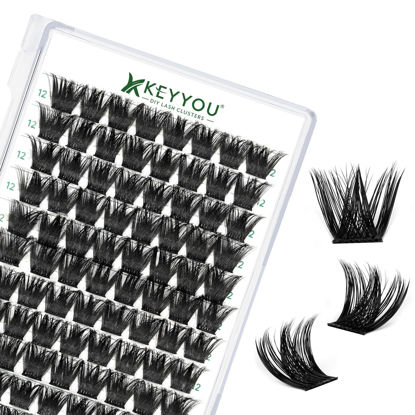 Picture of Lash Clusters 96pcs Individual Lashes D Curl 12mm Eyelash Clusters KEYYOU Volume Wispy Lash Extension Soft&Comfortable Easy DIY at Home(Y02 D-12mm)