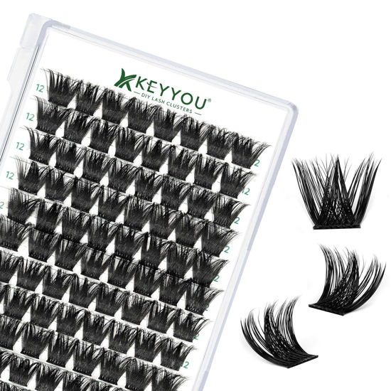 Picture of Lash Clusters 96pcs Individual Lashes D Curl 12mm Eyelash Clusters KEYYOU Volume Wispy Lash Extension Soft&Comfortable Easy DIY at Home(Y02 D-12mm)