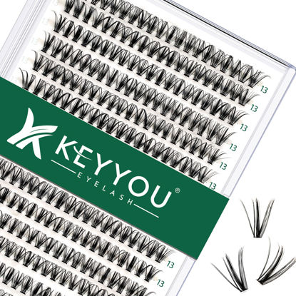 Picture of Lash Clusters 300pcs Individual Lashes 30D 0.07D Curl 13mm DIY Eyelash Extension KEYYOU Large Tray Volume Soft&Natural Cluster Lashes(30D-0.07D,13）