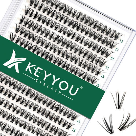 Picture of Lash Clusters 300pcs Individual Lashes 30D 0.07D Curl 13mm DIY Eyelash Extension KEYYOU Large Tray Volume Soft&Natural Cluster Lashes(30D-0.07D,13）