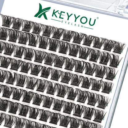Picture of Lash Clusters,96 Pcs Cluster Lashes D Curl 14mm DIY Lash Extensions Eyelash Clusters,KEYYOU Volume Wispy Individual Lashes Soft&Comfortable Easy DIY at Home(Y06,D-14mm)