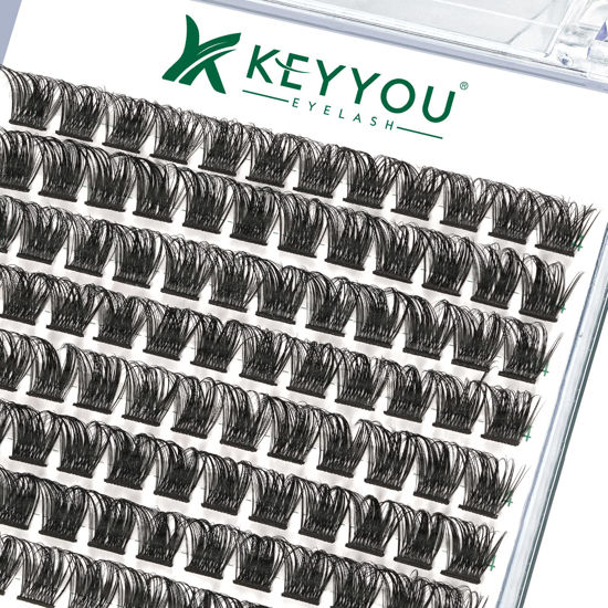 Picture of Lash Clusters,96 Pcs Cluster Lashes D Curl 14mm DIY Lash Extensions Eyelash Clusters,KEYYOU Volume Wispy Individual Lashes Soft&Comfortable Easy DIY at Home(Y06,D-14mm)