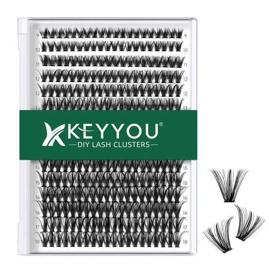 Picture of Lash Clusters 300Pcs Individual Lashes 40D 0.07C Curl 9-18MIX Lash Extensions Clusters Lashes Soft&Natural False Eyelashes Individual DIY Eyelash Extension at Home(40D-0.07C,9-18MIX)